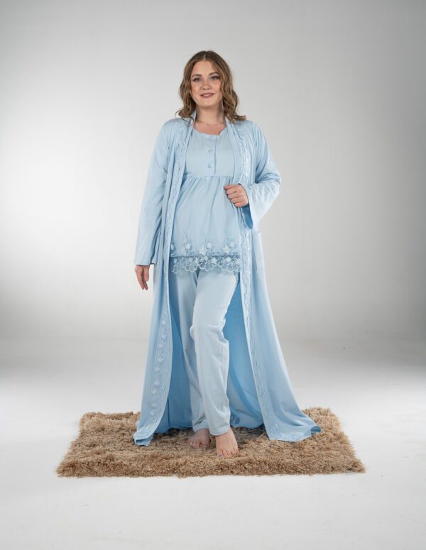 SM204 - طقم بيجاما كم طويل - بيبي بلو, S