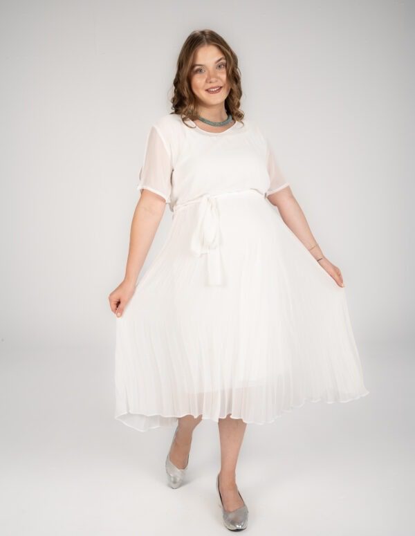 فستان ميدي شيفون أبيض شيفون أبيض كوكتيل - أبيض, XXL