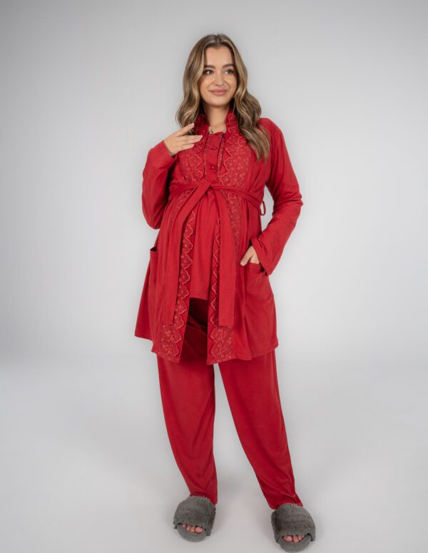 SS204 - Long Sleeve PJ Set - Red, S