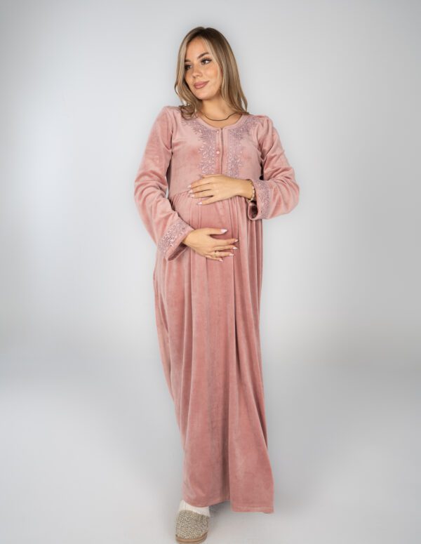 WN204 - قميص نوم ماكسي - وردي, S