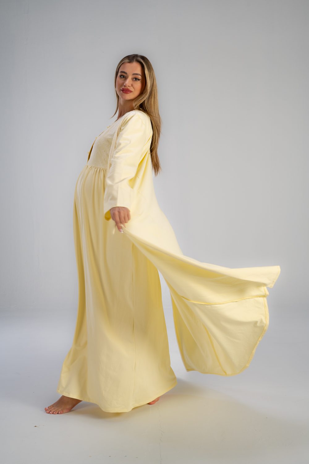 SM205 -Set 5 Complete Maxi Set Yellow Maxi Gown Yellow Long Sleeve PJ Yellow Maxi Robe