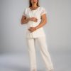 Summer maternity and nursing white pajama set shipping across all Egypt