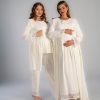 white maternity pajama set of 3