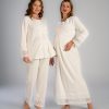 white maternity pajama set of 3