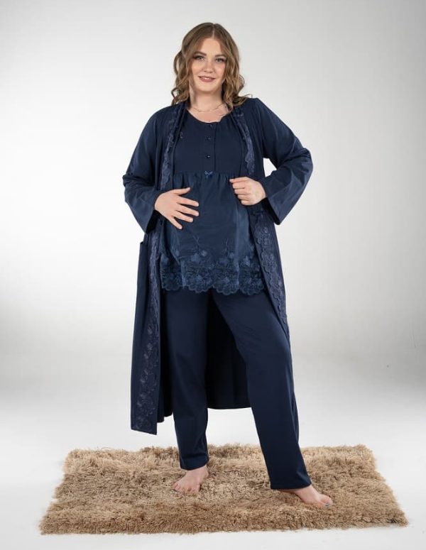 SM204 - طقم بيجاما نص كم - أزرق غامق, S