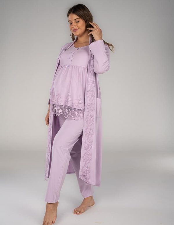 SM204 - طقم بيجاما نص كم - موف فاتح, XXL