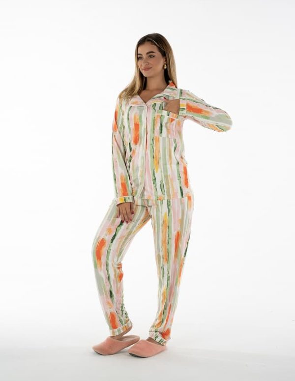 SS205 - بيجاما باستيل مخططة