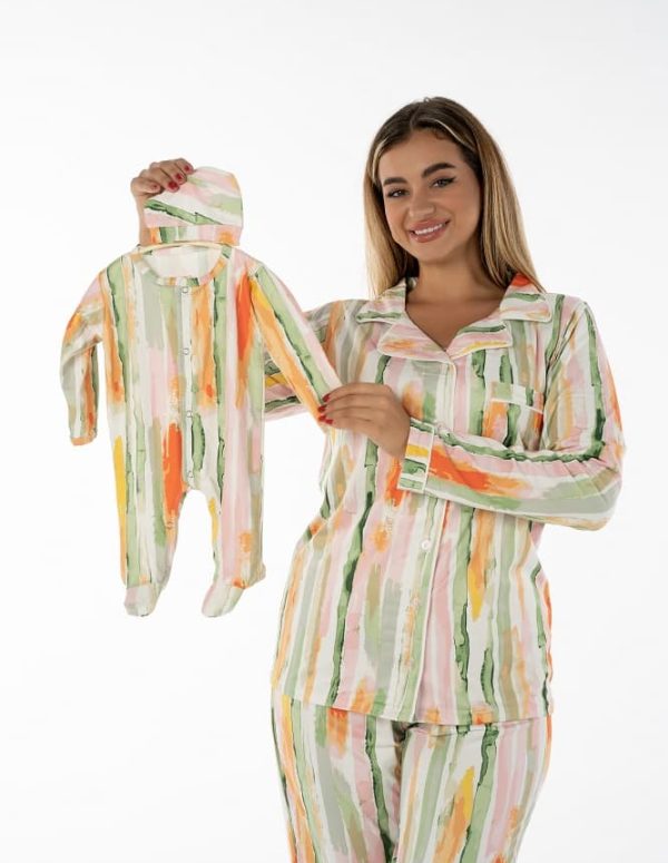 SS205 - بيجاما باستيل مخططة