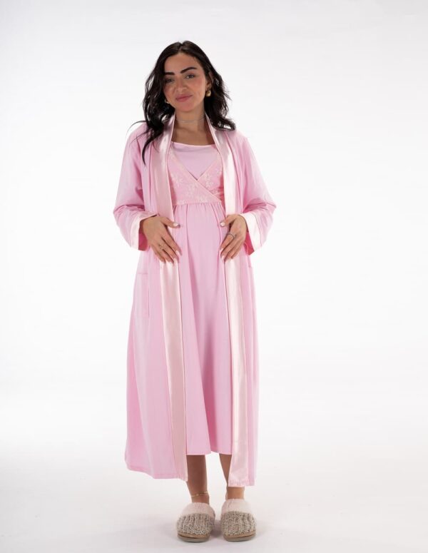 SM206- طقم ميدي جاون - وردي, S