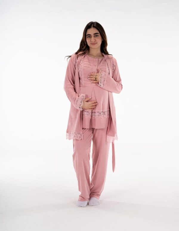 SS206-طقم بيجامة كم طويل - وردي, XXL